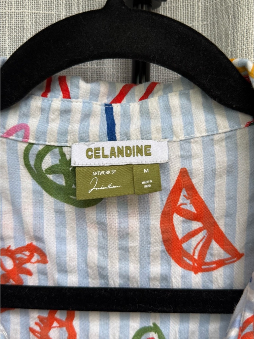 Celandine Painted Citrus Print Button-Up Top - Picture 3 of 10